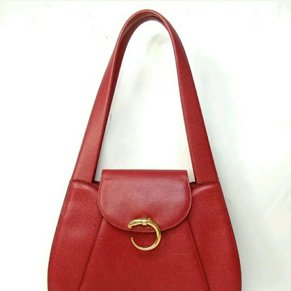 HOST PICK RARE Cartier Vintage PANTHERE line extra large shoulder bag style - Picture 5 of 17